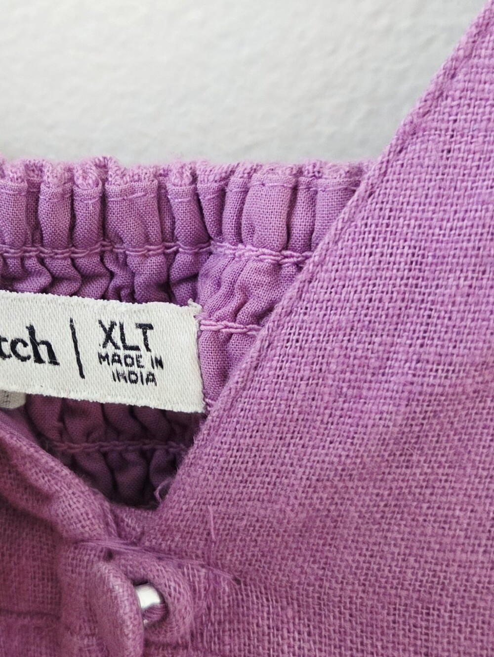 Abercrombie & Fitch linen-blend purple button-through tiered maxi dress XLT Tall - Picture 5 of 8